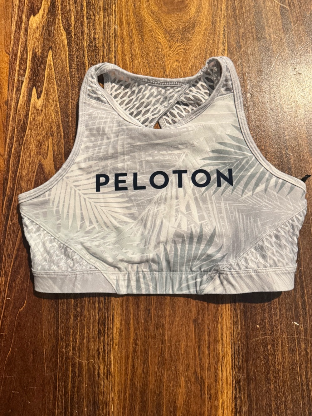 Peloton Light Gray Palm-Print Racerback Sports Bra